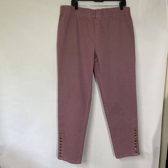 Soft Surroundings Ankle Pant Wine color with snaps at ankle Pull on denim Casual - Picture 3 of 11